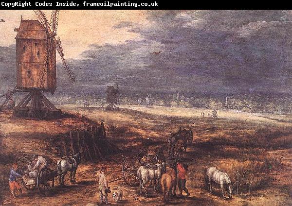 Jan Brueghel Landscape with Windmills